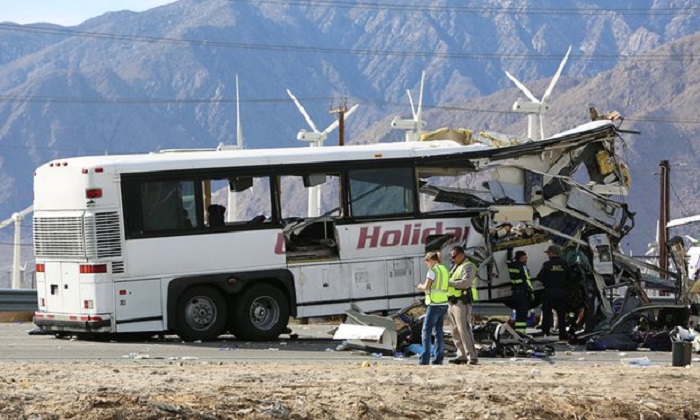  13 killed in tour bus and truck crash near Palm Springs, California